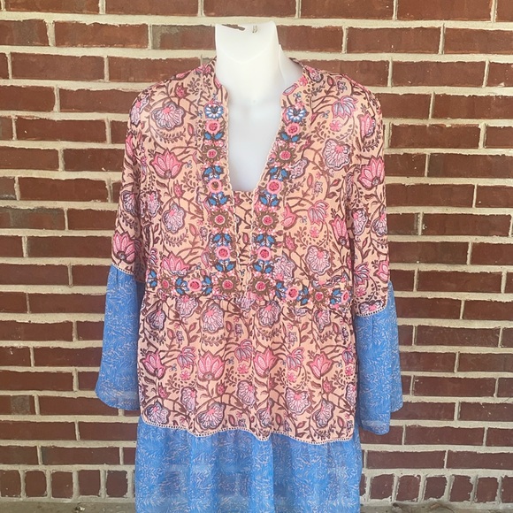 SOFT SURROUNDINGS Pergola Top and Tank Floral Embroidery Sz XS - Picture 2 of 9